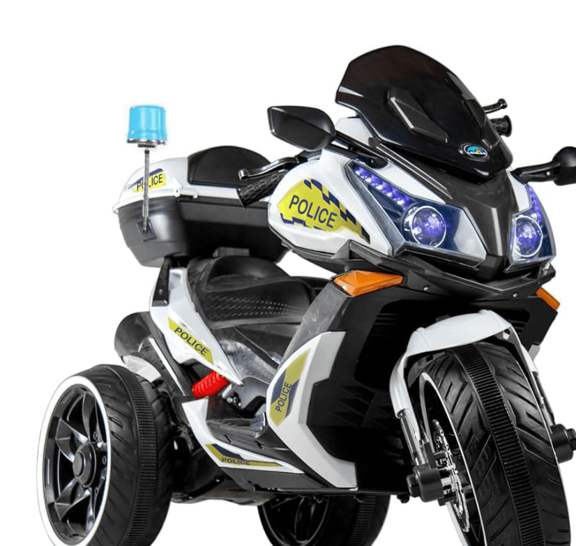 سيكل شرطة للأطفال | دراجة شرطة بتصميم واقعي مع أضواء وصفارات – Kids Police Bike White Police Bike for Kids