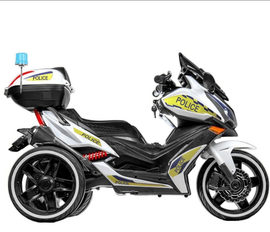 سيكل شرطة للأطفال | دراجة شرطة بتصميم واقعي مع أضواء وصفارات – Kids Police Bike White Police Bike for Kids