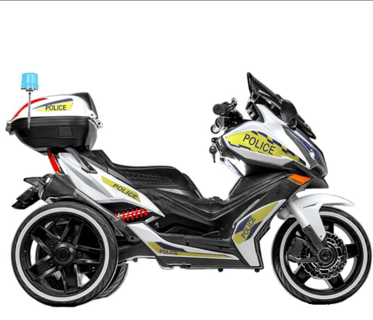 سيكل شرطة للأطفال | دراجة شرطة بتصميم واقعي مع أضواء وصفارات – Kids Police Bike White Police Bike for Kids